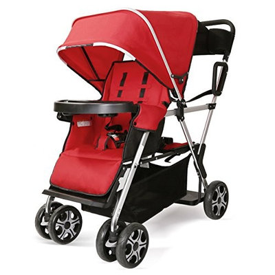 Double Stroller Convenience Urban Twin Carriage Stroller - Cynebaby Tandem Collapsible Stroller All Terrain Double Pushchair for Toddler Girls and Boys Stable Stroller Frame with Bag Organizer