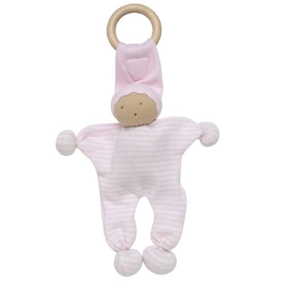 Under The Nile Organics Baby Buddy Teething Toy - Pale Pink Stripe
