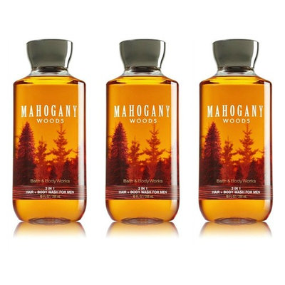 Bath & Body Works 2 in 1 Hair & Body Wash For Men Mahogany Woods (3 Pack)