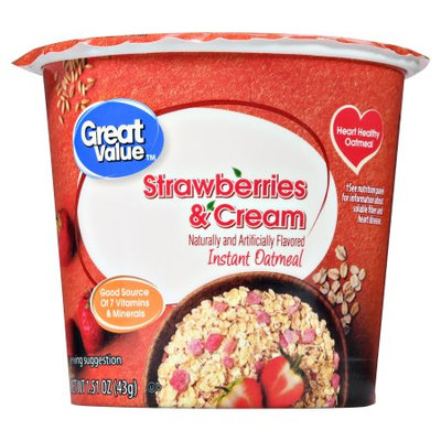 Great Value Strawberries & Cream Instant Oatmeal Cup