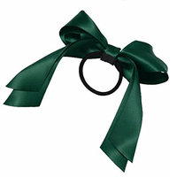 2016 Hair Accessories 1Pc Women Tiara Satin Ribbon Bow Hair Band Rope Scrunchie Ponytail Holder Dark Green