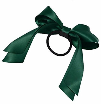 2016 Hair Accessories 1Pc Women Tiara Satin Ribbon Bow Hair Band Rope Scrunchie Ponytail Holder Dark Green