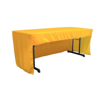 LA Linen TCpop-OB-fit-96x30x30-YellowDrkP47 2.26 lbs Open Back Polyester Poplin Fitted Tablecloth Dark Yellow