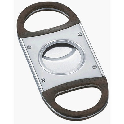 Visol VCUT-5 Gama Satin Chrome Woodgrain Guillotine Cigar Cutter