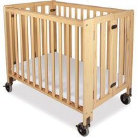 Foundations HideAway Folding Full-Size Fixed-Side Crib, Natural