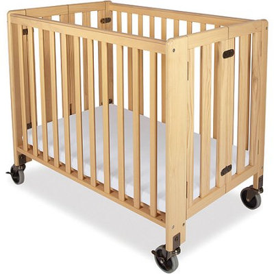 Foundations HideAway Folding Full-Size Fixed-Side Crib, Natural