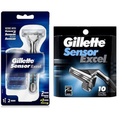 Gillette Sensor Excel Razor w/ 2 Sensor Excel Cartridges & 1 Sensor3 Cartridge + Sensor Excel 10 Ct. Refill Blades w/ FREE Loving Care Packette