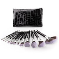 Makeup Brush Set, Anjou 12pcs Essential Cosmetic Brushes for Foundation Blush Contour Concealer Highlight Eyeliner Eye Shadow, Synthetic Fiber Bristles, Waterproof Bag Included