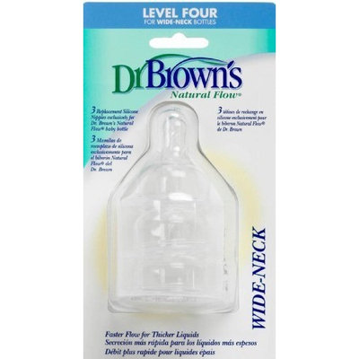 Dr. Brown's Natural Flow Level 4 Wide Neck Nipple, 3 Pack (Discontinued by Manufacturer)