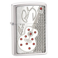 Zippo Elvis Presley Lighter with Emblem and Crystallized Elements, Black, 5 1/2 x 3 1/2cm