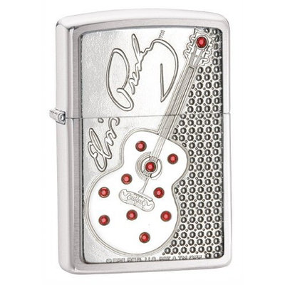 Zippo Elvis Presley Lighter with Emblem and Crystallized Elements, Black, 5 1/2 x 3 1/2cm
