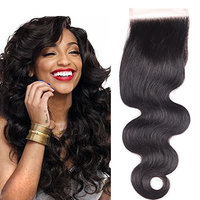Indian Body Wave Lace Closure With Baby Hair Bleached Knots 100% Indian Remy Hair 4x4