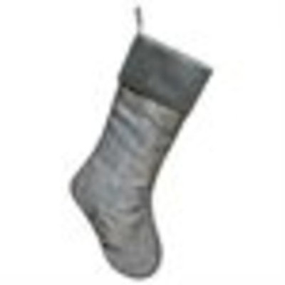Pack of 6 Elegant Pewter Gray Jacquard Style Rustic Tree Christmas Stocking with Ribbed Cuff 19