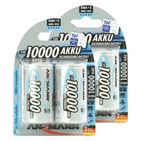 Ansmann 5030642 ANSMANN Rechargeable D Batteries 10.000mAh maxE ready2use NiMH Professional D Battery pre-charged Power Accu for flashlight