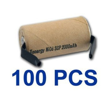100 Pieces NiCd SubC 2200mAh Paper Wrapped Rechargeable Batteries With Tabs