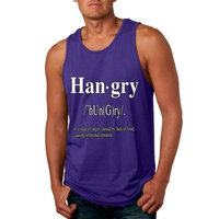 Allntrends Men's Tank Top Hangry Hungry Lack Of Food Han-Gry (2XL, Purple)