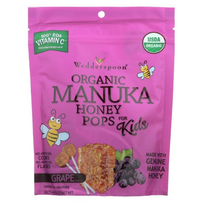 Wedderspoon 504212 Organic Manuka Honey Pops Grape 24 Count - Case of 6