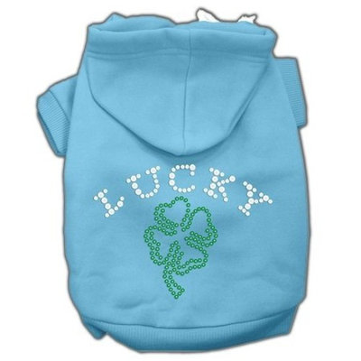Mirage Pet Products 16-Inch Four Leaf Clover Outline Hoodies, X-Large, Baby Blue