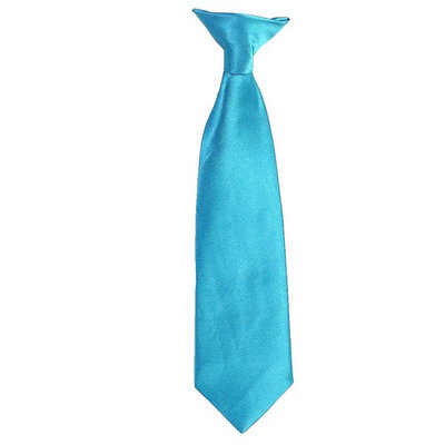 Toddler Little Boys Turquoise Satin Clip On Formal Wear Tie 9in-15in