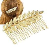 Wedding Hair Comb, Golden Color Leaf Clip Bridal Accessory for Wedding Occasions