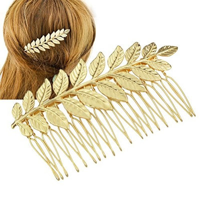 Wedding Hair Comb, Golden Color Leaf Clip Bridal Accessory for Wedding Occasions