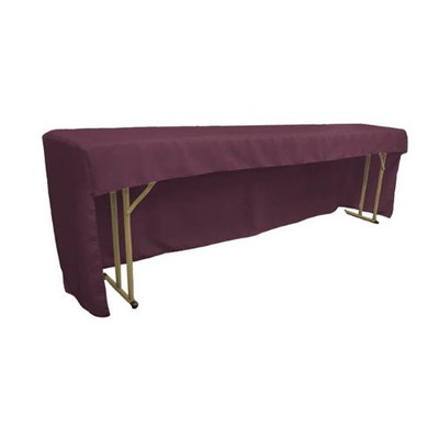 LA Linen TCpop-OB-fit-96x18x30-EggplantP42 Open Back Polyester Poplin Fitted Tablecloth for Classroom Tables Eggplant