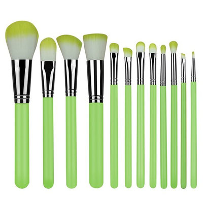 Makeup Brushes 12 Pieces Set Synthetic Foundation Blending Blush Powder Concealers Makeup Brush Set Eyeliner Face Brush Makeup Brushes Kit Cream Cosmetics Brushes Green