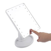 Cosmetic Mirror with 22 LED Light 360 Degree Swivel Portable Makeup Mirror With Touch Screen Adjustable Rectangular Shape Glass
