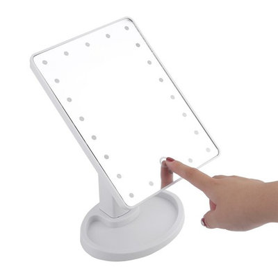 Cosmetic Mirror with 22 LED Light 360 Degree Swivel Portable Makeup Mirror With Touch Screen Adjustable Rectangular Shape Glass