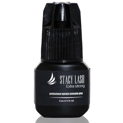 EXTRA STRONG Eyelash Extension Glue - Stacy Lash 5 ml / 1 Sec Drying time / Retention – 7 weeks / Maximum Bonding Power / Professional Use Only Black Adhesive / for Semi-Permanent Extensions Supplies