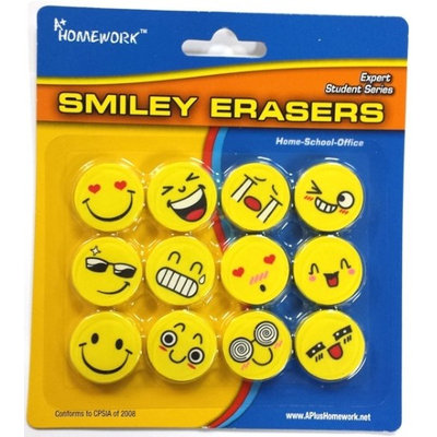 A+ Homework SMILEY ERASERS (Pack of 48)