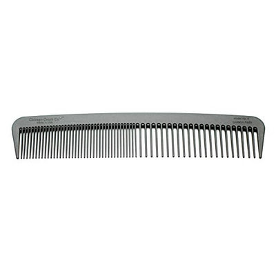 Chicago Comb Model 6 Carbon Fiber, Made in USA, fine & wide tines, ultra smooth, strong & light, anti-static, heat-resistant, 7