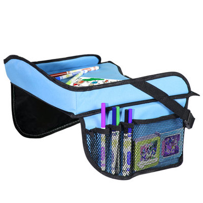 Toddler Car Seat Travel Tray with Storage Pocket Organizer - Blue