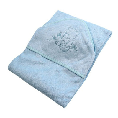 GFTSTORE 70%bamboo+30%cotton baby hooded towel-35“35”-light Blue