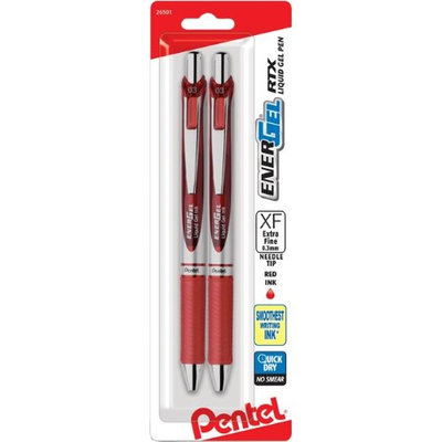 Pentel of America BLN73BP2B EnerGel RTX Retractable Liquid Gel Pen Red