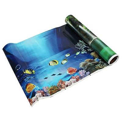 SODIAL(R) Blue Fresh Sea Background Aquarium Ocean Landscape Poster Fish Tank Background