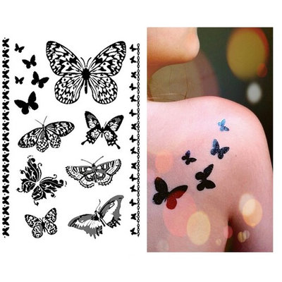 Black Henna Body Paints Temporary Tattoo Designs (Pack of 6 Sheets)