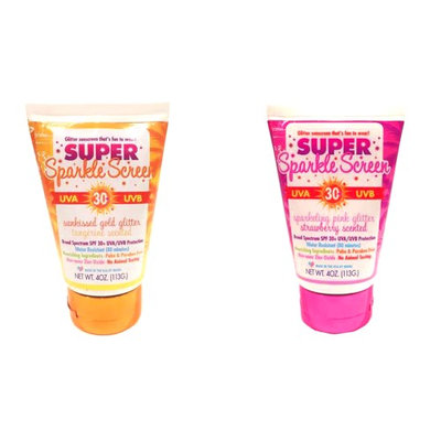 Glitter Nation Super Sparkle Screen Sparkling Pink Glitter Strawberry Scented Sunscreen And Sunkissed Gold Tangerine Orange Scented Sunscreen Set of Two