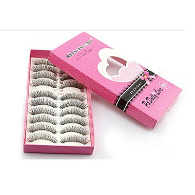 Big sale! Auwer 10 Pairs Soft Handmade Long Cross Lashes Black Waterproof Natural False Eyelashes Party Fake Eye Lashes Reusable For Beauty Party Makeup Lover Gift