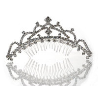 SC Rhinestone Princess Tiara Comb With Four-Crystal Center 38885 by SparklyCrystal