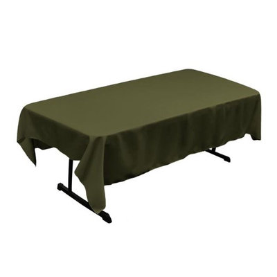 LA Linen TCpop60x90-OliveP21 Polyester Poplin Rectangular Tablecloth Olive - 60 x 90 in.