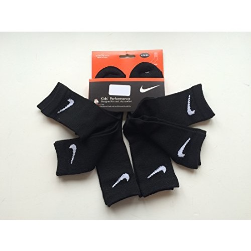 Nike Unisex 6 Pairs/Pack Crew Socks, 13C-3Y, Solid Black