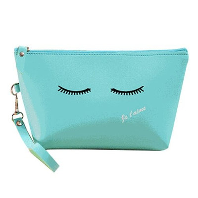SODIAL(R) Creative Women Portable Cute Multifunction Beauty Zipper Travel Cosmetic Bag Makeup Case Toiletry Pouch Cosmetic Cases Large Capacity Waterproof PU Handbag(Blue)