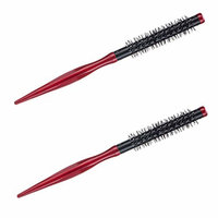 Baoblaze Extra Small Round Brush Professional Hair Styling Brush with Nylon Bristles Wooden Handle Aluminum Tube Pack of 2