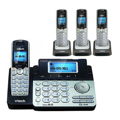 Vtech DS6151 + (3) DS6101 2 Line Expandable cordless phone w/ 3 additi