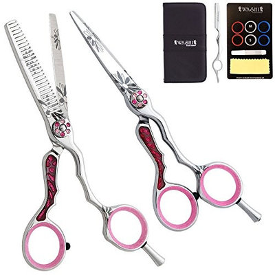 Washi Beauty - Silver Orchid Pink Set 5.5” Shears Scissor, Thinner, Razor, & Case
