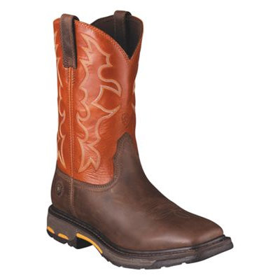 Ariat Workhog Sq Toe Western Work Boots Dark Earth Mens