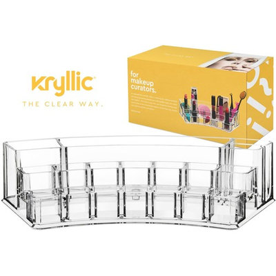 Acrylic Lipstick Brush Display Holder - Beautifully Shaped Multi Section Makeup Organizer Fits Lipstick Nail Polish Brushes & Bottles Made Thick & Strong With the Highest Quality Acrylic Material