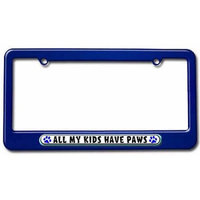 Graphics And More All My Kids Have Paws Prints Dogs Cats Blue License Plate Tag Frame, Multiple Colors