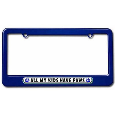 Graphics And More All My Kids Have Paws Prints Dogs Cats Blue License Plate Tag Frame, Multiple Colors